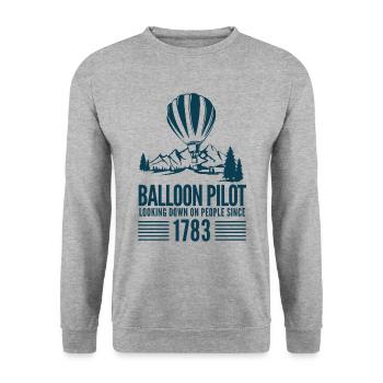 Balloon - Balloon Pilot depuis 1783 - Sweat-shirt Unisexe - gris chiné - Devant - Alina (178cm) & Michal (187cm)