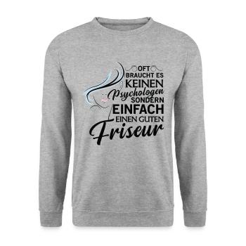 Friseur Psychologen Friseurin Salon Haare - Unisex Pullover - Weißgrau meliert - Vorne - Alina (178cm) & Michal (187cm)