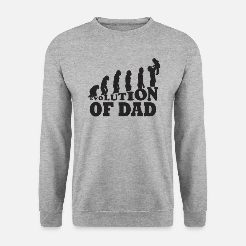 Papa Vater Evolution Dad Daddy Geschenkidee - Unisex Pullover - Weißgrau meliert