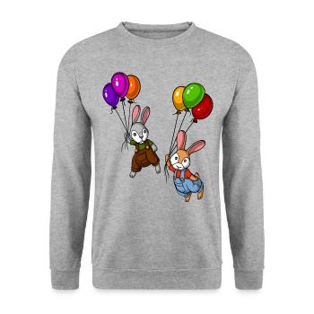 Drôles de ballons de lapin - Sweat-shirt Unisexe - gris chiné - Devant - Alina (178cm) & Michal (187cm)