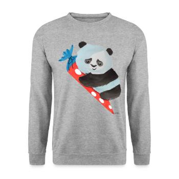 Panda bear panda bear school bag school enrollment gift - Unisex Sweatshirt - salt & pepper - Front - Alina (178cm) & Michal (187cm)