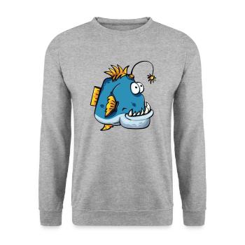 Deep sea fish frogfish gift - Unisex Sweatshirt - salt & pepper - Front - Alina (178cm) & Michal (187cm)