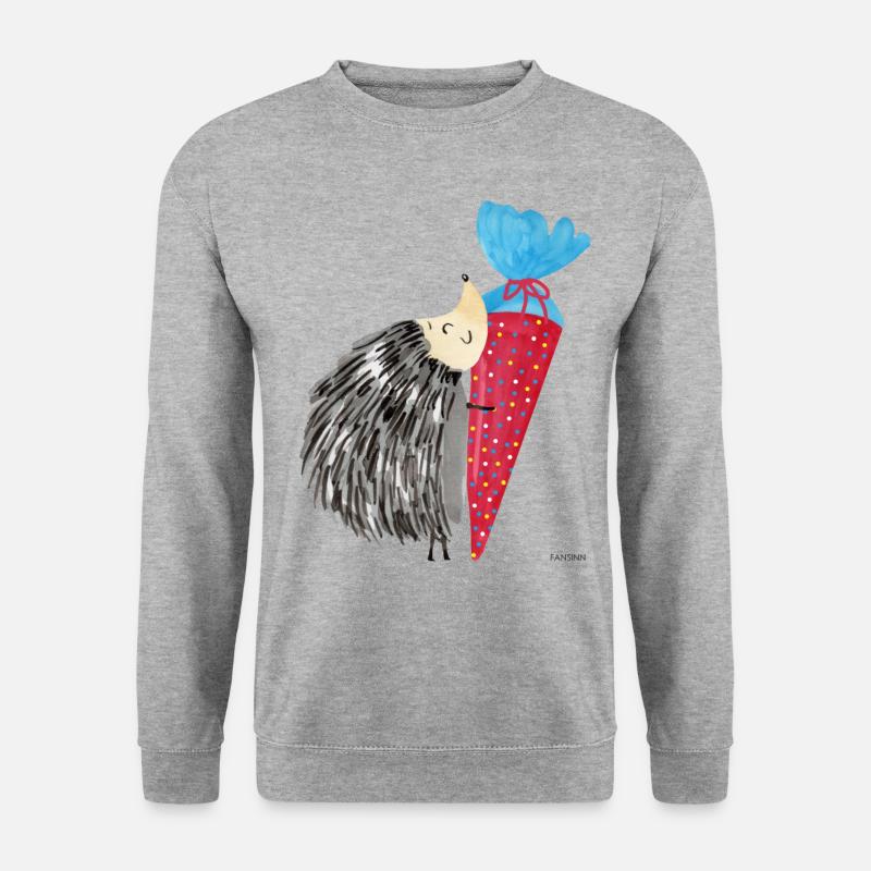 Stachelschwein Igel Schultüte Einschulung Geschenk - Unisex Pullover - Weißgrau meliert