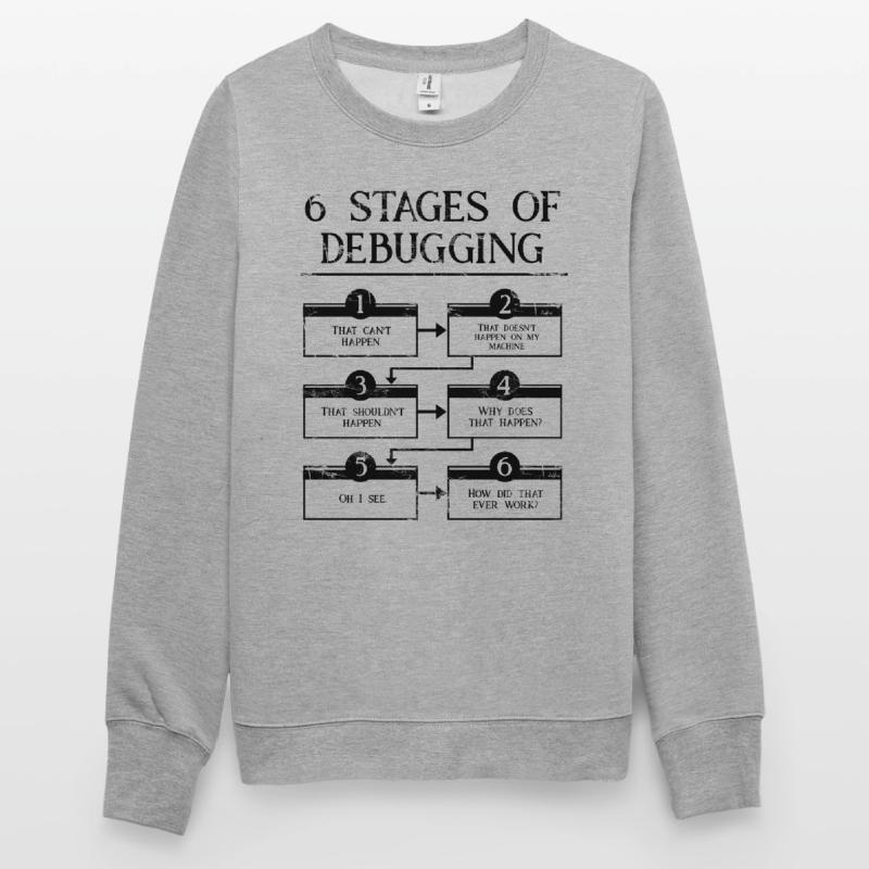 6 Stages Of Debugging Computer Programming Coding Unisex Sweatshirt