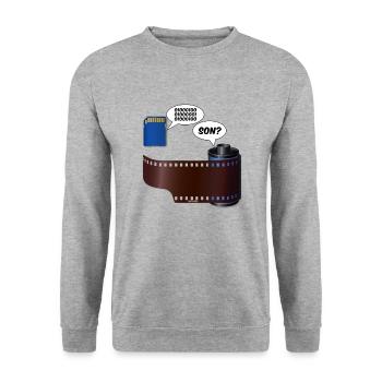 Lustige Analog Digital Kamera Filme - Nerds Geeks - Unisex Sweatshirt - salt & pepper - Front - Alina (178cm) & Michal (187cm)