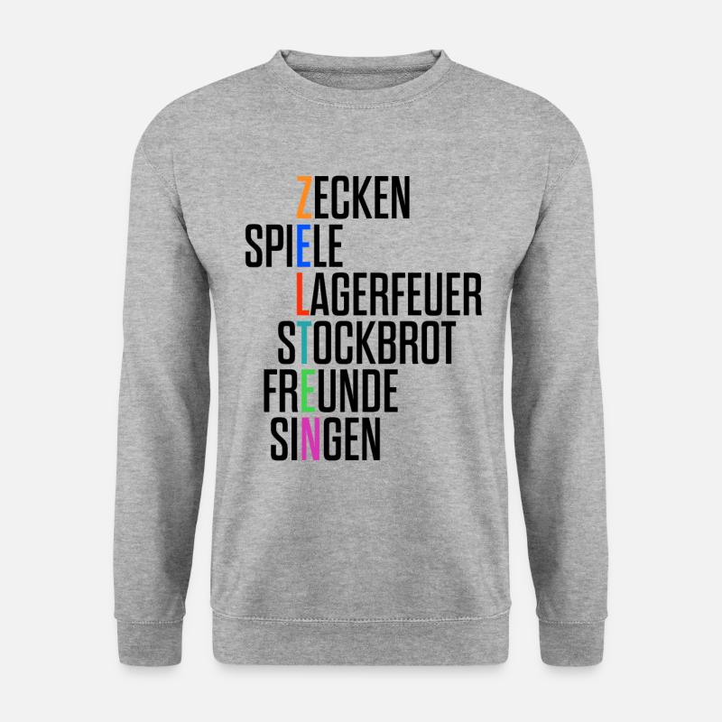 Campen Camping Zelten Zeltlager Pfadfinder KJG - Unisex Pullover - Weißgrau meliert