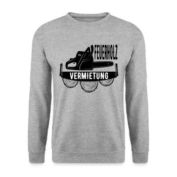 Feuerholz Verleih Vermietung Vermieten Geschenk - Unisex Pullover - Weißgrau meliert - Vorne - Alina (178cm) & Michal (187cm)