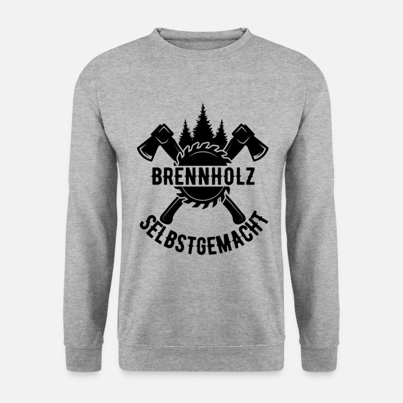 Brennholz Selbstgemacht Feuerholz Vermietung - Unisex Pullover - Weißgrau meliert