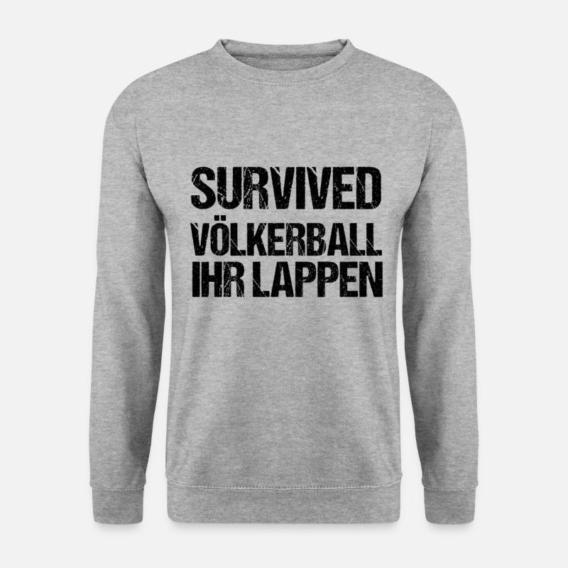 Survived Völkerball ihr Lappen | Dodgeball | Sport - Unisex Pullover - Weißgrau meliert