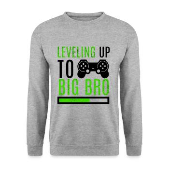 Großer Bruder Level Up Brüder Familie Neugeborenes - Unisex Pullover - Weißgrau meliert - Vorne - Alina (178cm) & Michal (187cm)