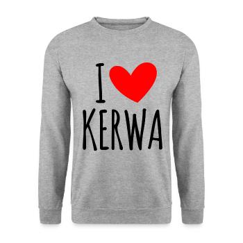 i love Kerwa Kirchweih Volksfest Kirmes Rummel - Unisex Pullover - Weißgrau meliert - Vorne - Alina (178cm) & Michal (187cm)