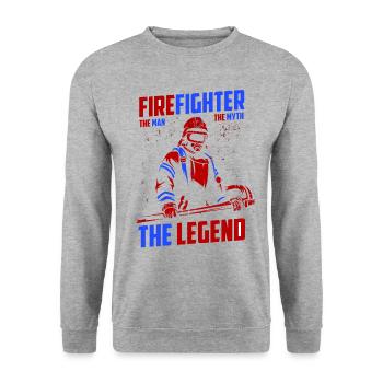 Pompier L’Homme Le Mythe La Légende Fire - Sweat-shirt Unisexe - gris chiné - Devant - Alina (178cm) & Michal (187cm)