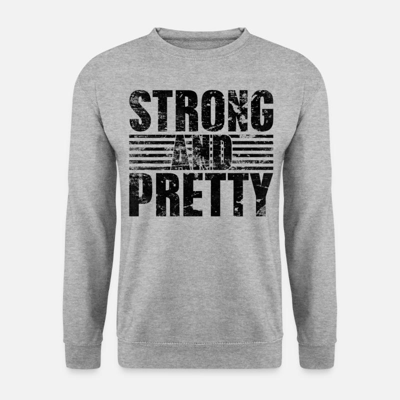 Strongman Strong And Pretty Bodybuilding - Unisex Pullover - Weißgrau meliert