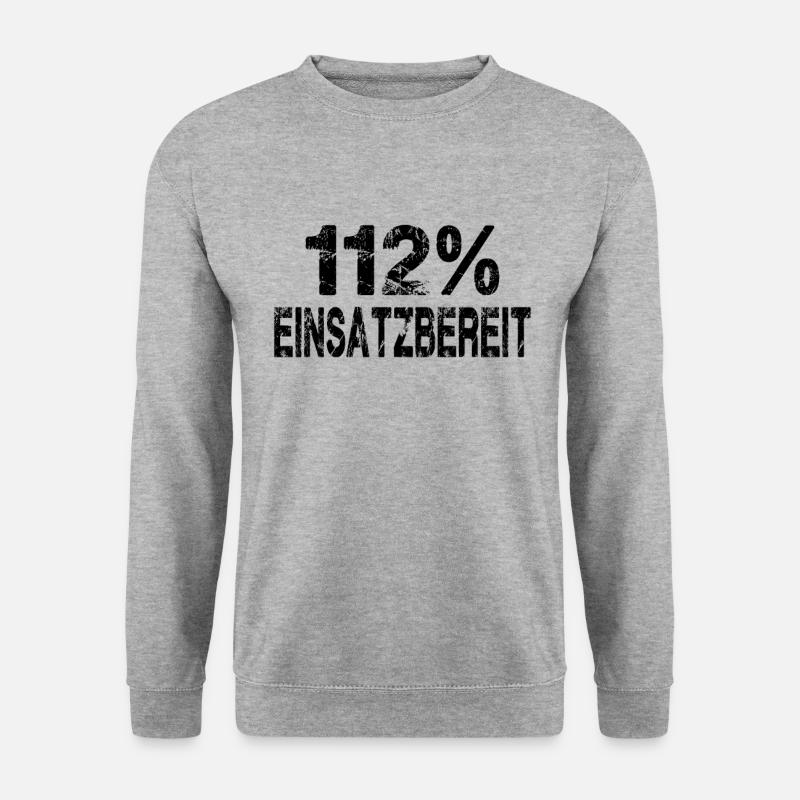 112% Einsatzbereit Feuerwehr - Unisex Pullover - Weißgrau meliert