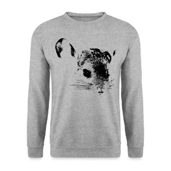 Chinchilla | Doux visage | Titulaire de Chinchilla - Sweat-shirt Unisexe - gris chiné - Devant - Alina (178cm) & Michal (187cm)