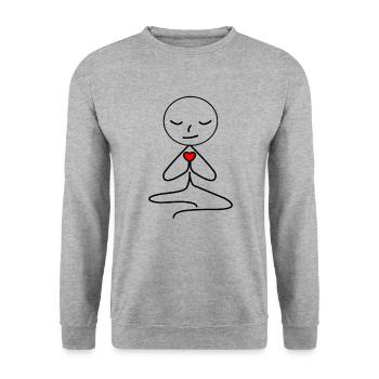 Yoga Heart Spirit Mediation Spiritual Meditation - Unisex Sweatshirt - salt & pepper - Front - Alina (178cm) & Michal (187cm)