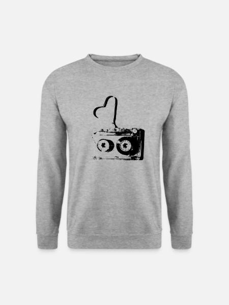 Tape retro herz Kassette mit Bandsalat - Unisex Pullover - Weißgrau meliert