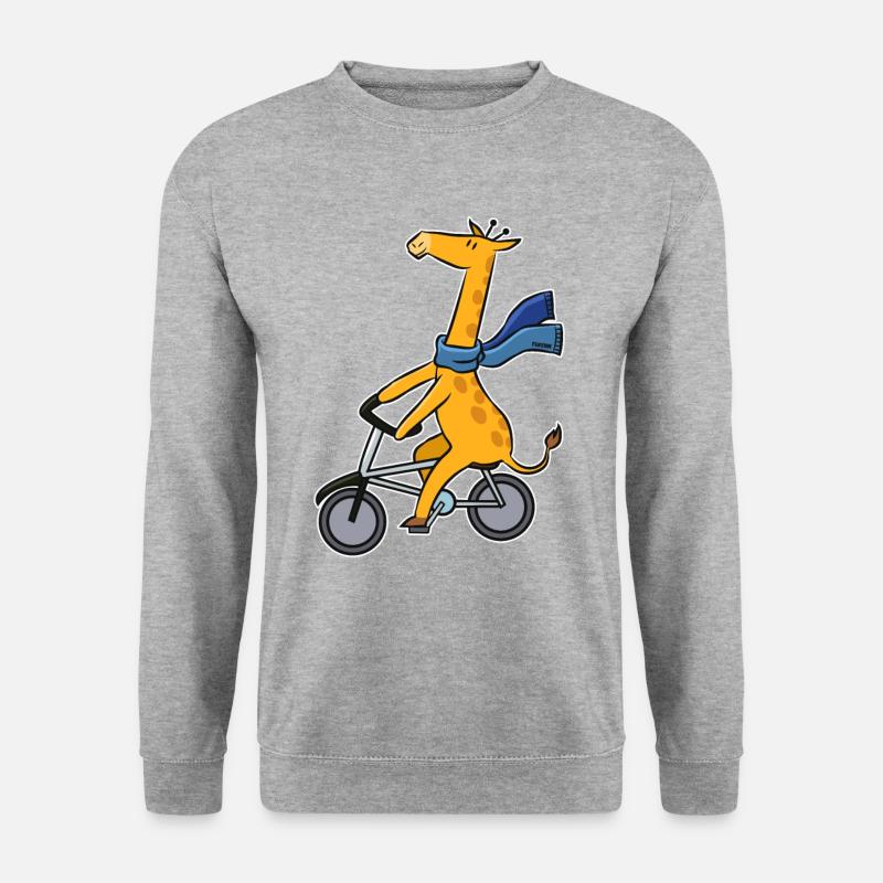Giraffe Langhals Fahrrad Tier Tour Kinder Geschenk - Unisex Pullover - Weißgrau meliert