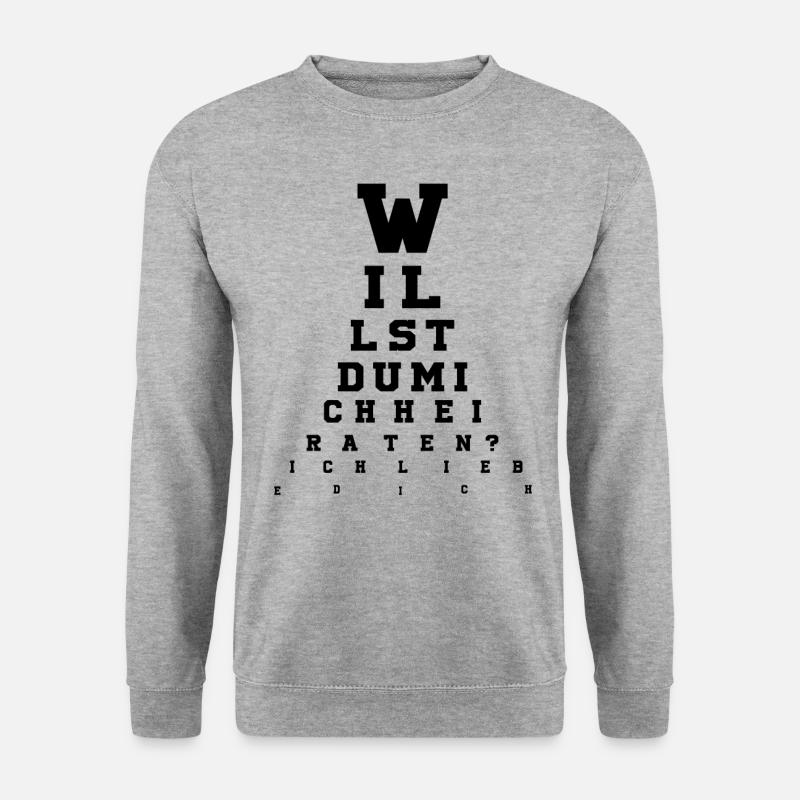 Heiratsantrag Willst Du mich Heiraten Sehtest - Unisex Pullover - Weißgrau meliert