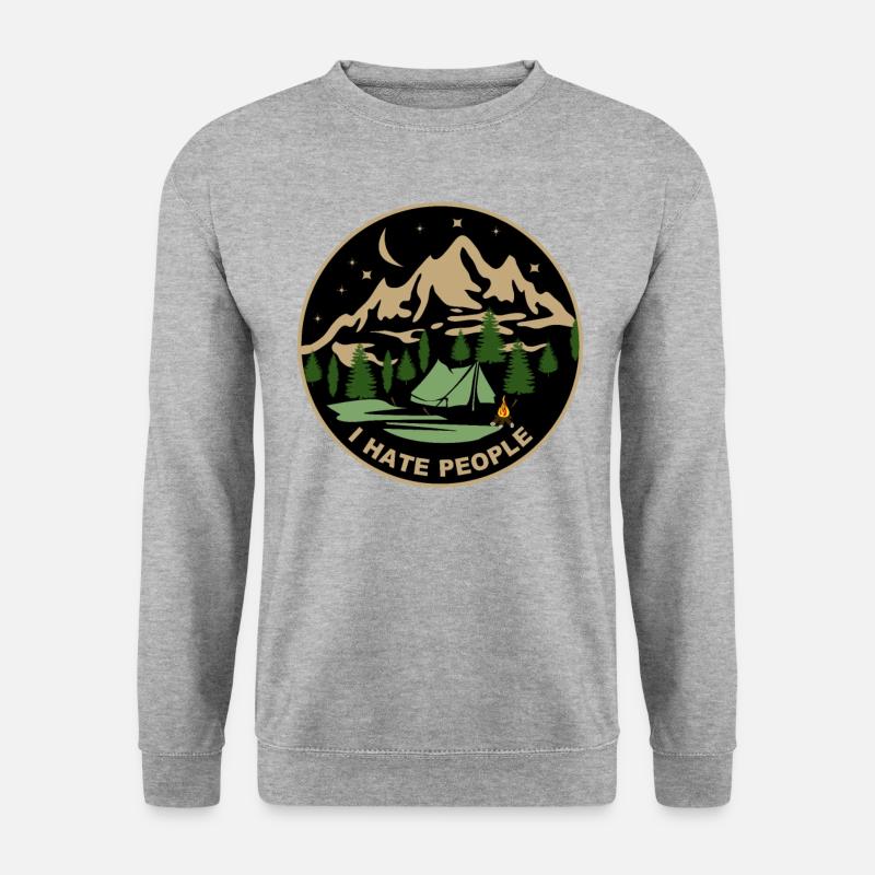 I hate people - Unisex Pullover - Weißgrau meliert