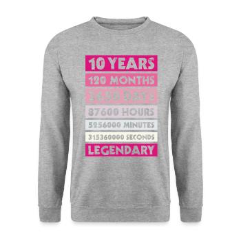 10 years birthday, anniversary, company, private ... - Unisex Sweatshirt - salt & pepper - Front - Alina (178cm) & Michal (187cm)