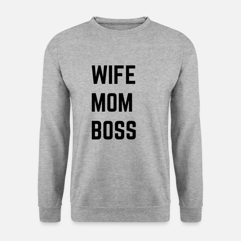 Frau Mutter Chef - Unisex Pullover - Weißgrau meliert