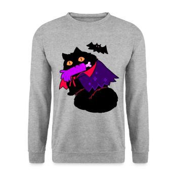 Cat Halloween bat scary gift - Unisex Sweatshirt - salt & pepper - Front - Alina (178cm) & Michal (187cm)