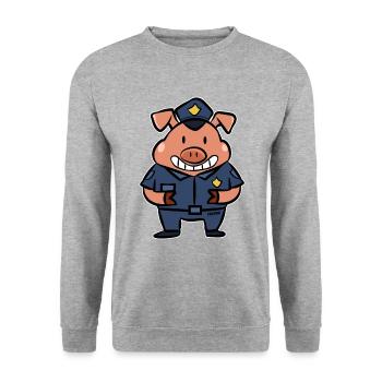 Cadeau de porc d'enfants de porcelet de sécurité de police - Sweat-shirt Unisexe - gris chiné - Devant - Alina (178cm) & Michal (187cm)