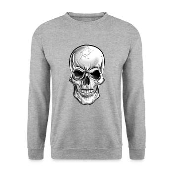 Totenschädel, Totenkopf, Skull, Schädel - Unisex Pullover - Weißgrau meliert - Vorne - Alina (178cm) & Michal (187cm)