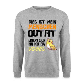 Vogel Vögel Halloween Karneval Outfit - Unisex Pullover - Weißgrau meliert - Vorne - Alina (178cm) & Michal (187cm)