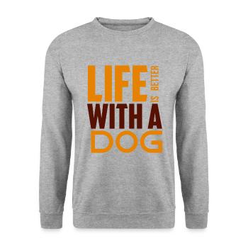 Living with a dog - Unisex Sweatshirt - salt & pepper - Front - Alina (178cm) & Michal (187cm)