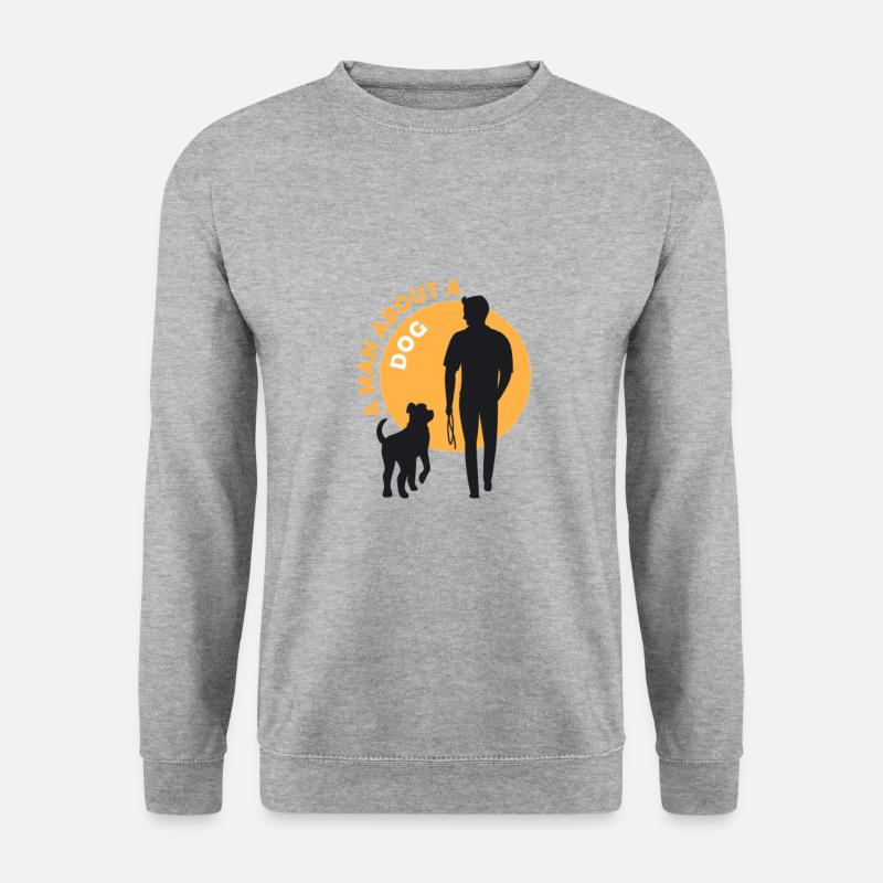 Hund und Mann - Unisex Pullover - Weißgrau meliert
