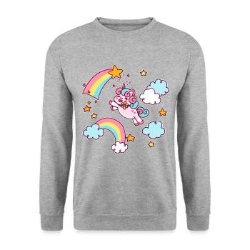 Unicorn Unicorn Rainbow Falling Star Gift - Unisex Sweatshirt - salt & pepper - Front - Alina (178cm) & Michal (187cm)