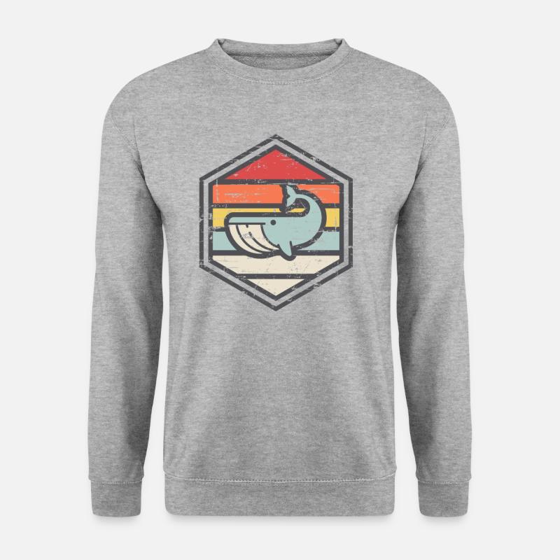 Retro Abzeichen Wal Licht - Unisex Pullover - Weißgrau meliert