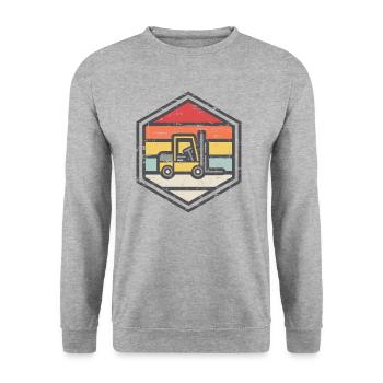 Retro Badge Forklift - Unisex Sweatshirt - salt & pepper - Front - Alina (178cm) & Michal (187cm)
