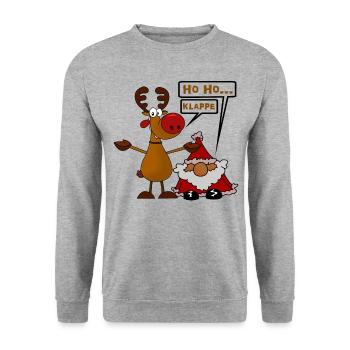Drôle d’attelage de Noël - Sweat-shirt Unisexe - gris chiné - Devant - Alina (178cm) & Michal (187cm)
