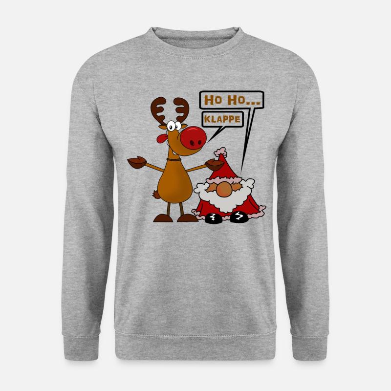 Lustiges Weihnachtsgespann - Unisex Pullover - Weißgrau meliert