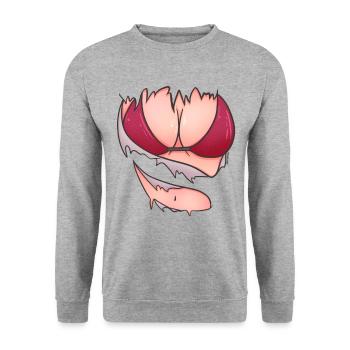 Women's Breasts Titties Tits Funny Party - Unisex Sweatshirt - salt & pepper - Front - Alina (178cm) & Michal (187cm)