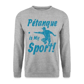 Pétanque is My Sport! - Unisex Pullover - Weißgrau meliert - Vorne - Alina (178cm) & Michal (187cm)