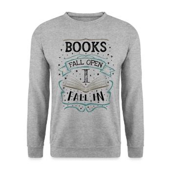 Read - Books Fall Open I Fall In - Unisex Sweatshirt - salt & pepper - Front - Alina (178cm) & Michal (187cm)