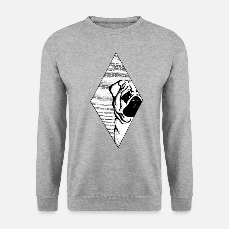 Mops - Unisex Pullover - Weißgrau meliert