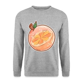 Orange Apfelsine Zitrus Frucht Obst vegan lecker - Unisex Pullover - Weißgrau meliert - Vorne - Alina (178cm) & Michal (187cm)