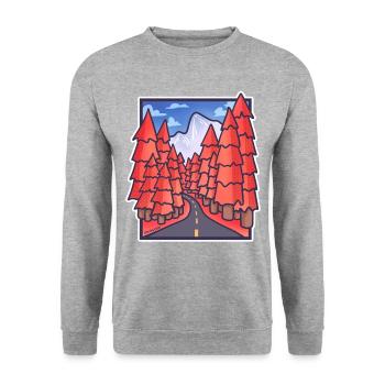 schöner Herbst Bäume Natur Wald Allee Straße Bild - Unisex Pullover - Weißgrau meliert - Vorne - Alina (178cm) & Michal (187cm)