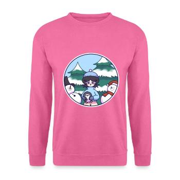 Winter picture with snowmen and a girl - Unisex Sweatshirt - pink - Front