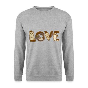 chats drôles aiment cadeau de miaou - Sweat-shirt Unisexe - gris chiné - Devant - Alina (178cm) & Michal (187cm)