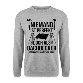 Handwerker Dachdecker - Unisex Pullover - Weißgrau meliert - Vorne - Alina (178cm) & Michal (187cm)