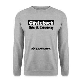 18. Geburtstag Party Gästebuch Gästeliste 18 Jahre - Unisex Pullover - Weißgrau meliert - Vorne - Alina (178cm) & Michal (187cm)