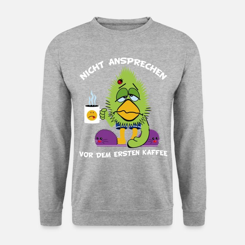 Langschläfer Morgenmuffel Faulenzer Kaffee - Unisex Pullover - Weißgrau meliert