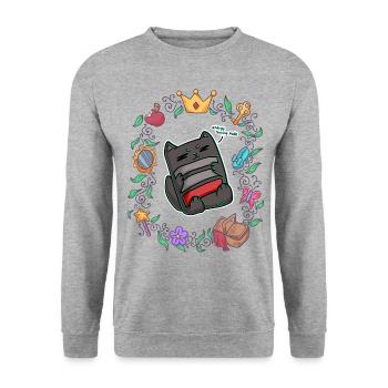 lazy cat chill out fairy tale - Unisex Sweatshirt - salt & pepper - Front - Alina (178cm) & Michal (187cm)