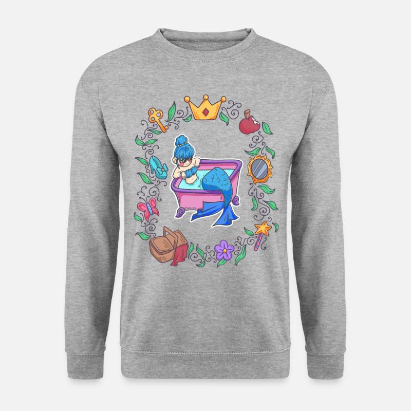 Meerjungfrau Mädchen Pool Wasser Nixe Geschenk - Unisex Pullover - Weißgrau meliert